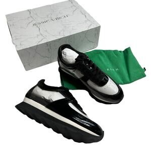 JESSICA RICH Transparent Sneaker Black Clear Women's Size 38 NWT In Box Size 8
